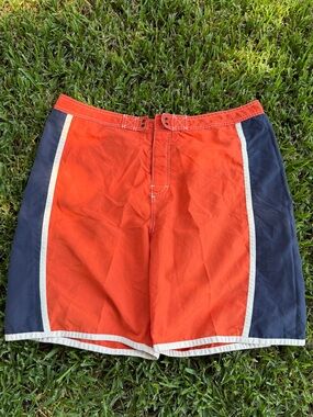 Old Navy Orange and Navy Colorblock Swim Trunks